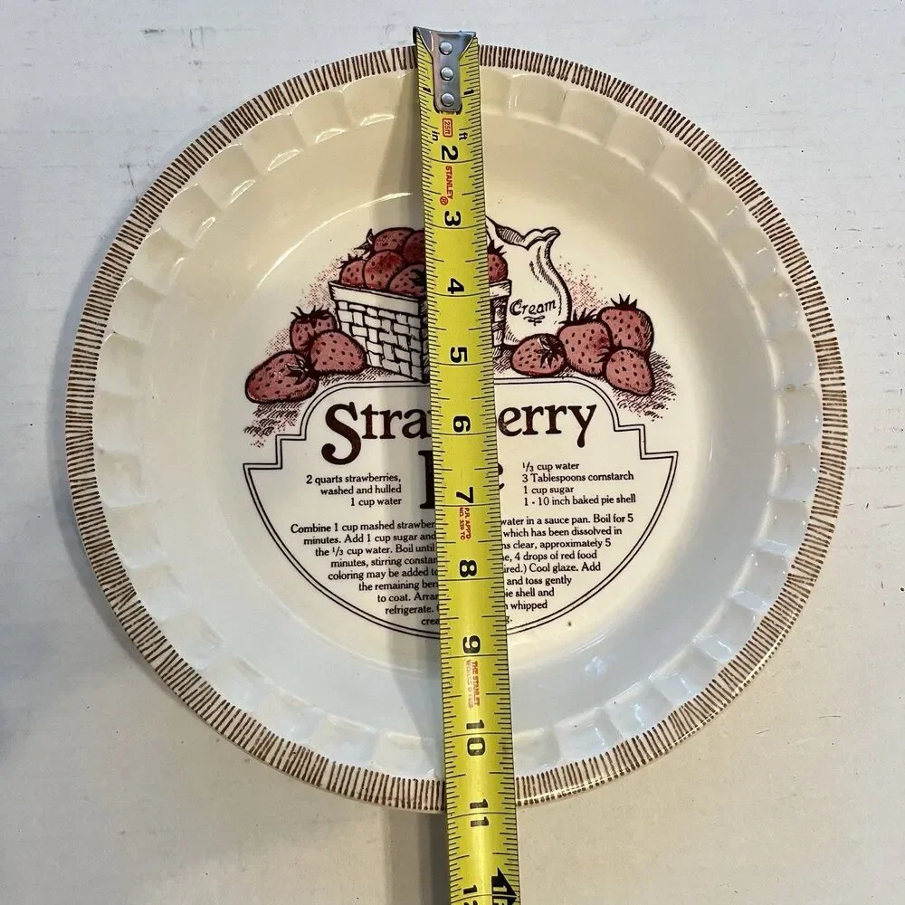 Vtg Royal China by Jeanette USA 11” Strawberry Pie Deep Dish Pie Plate w/ Recipe